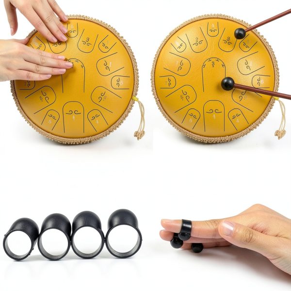 Steel Tongue Drum Generic 15 Note Yellow-3