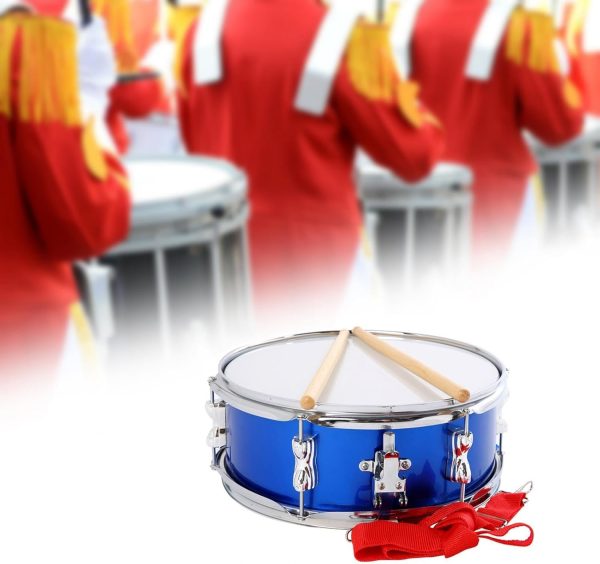 Blue Stainless Steel Marching Snare Drum for Adults-2
