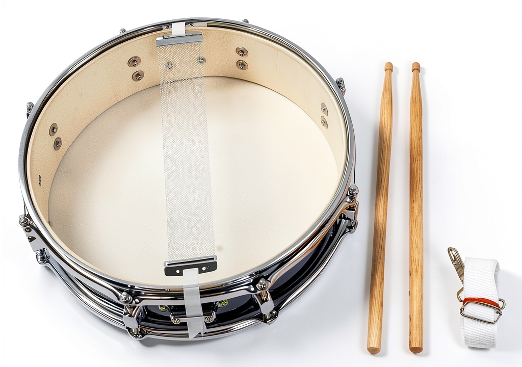 Setting up Yamaha Marching Snare Drum for Beginners Wooden Shell on a practice table