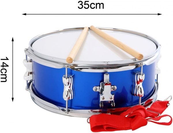Blue Stainless Steel Marching Snare Drum for Adults-4