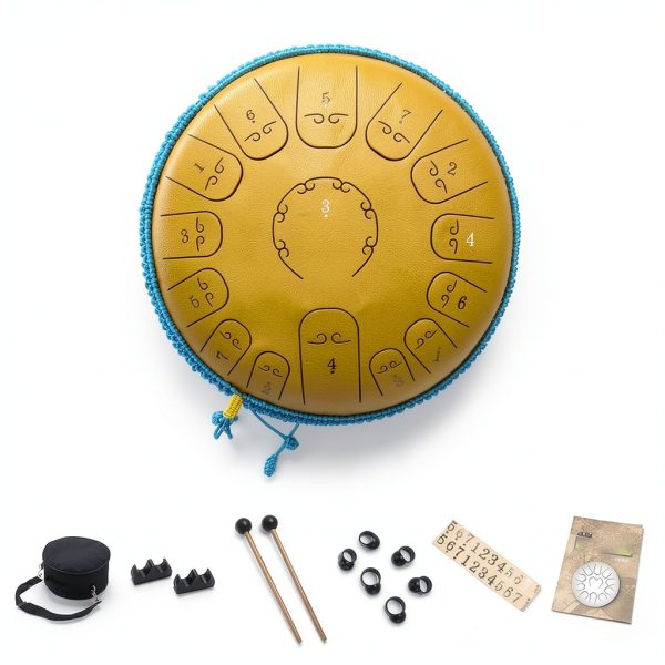 Steel Tongue Drum Generic 15 Note Yellow-1