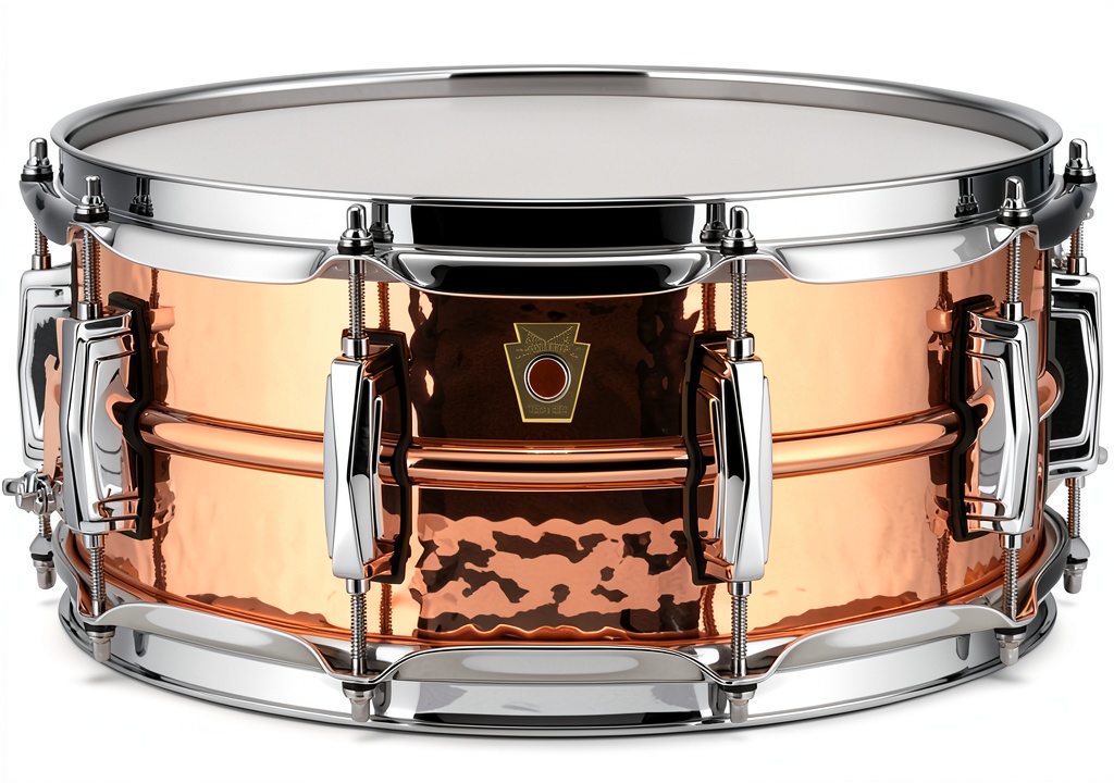 Ludwig copper snare drum on a marching field
