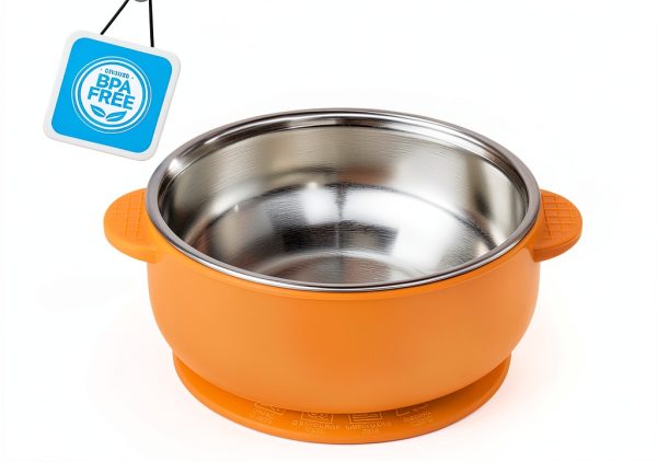Okay Orange Stainless Toddler Bowl Yellow Suction-0