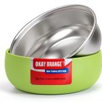 Stainless Steel Kids Bowl OKAY ORANGE 5 Inch Green-0