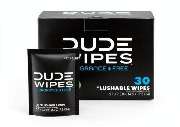 DUDE Wipes Flushable Unscented Extra Large 30 Count with Vitamin E-0